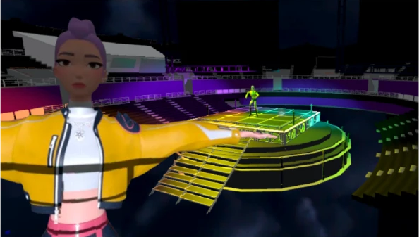 Maverix virtual reality concert — avatar on a stage